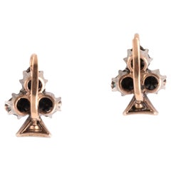 Antique Pair Of Clover Rose Cut Diamond Earrings