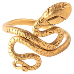 Ancienne bague de serpent romain en or jaune 22kt du 2e au 3e siècle A.D.