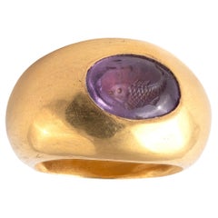 Bague paléo-chrétienne en or 22kt avec une intaille en améthyste 4ième siècle ADS