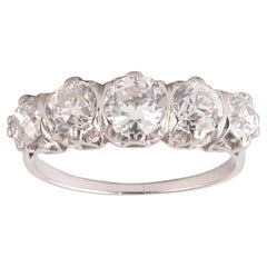 Platinum Old Cut Diamond Five Stone Ring Early 1900