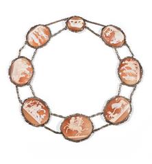 Raro set completo di cammeo di conchiglia del 1830 Bracciale Spilla Orecchini Collana