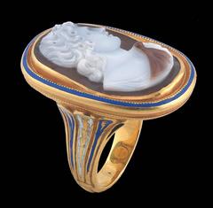 1790s Neoclassical Onyx Cameo of Paris Ring