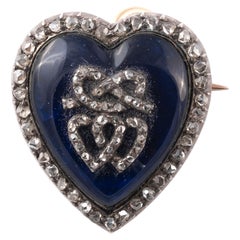 Victorian 18ct Gold Rose Cut Diamond Heart Brooch Pendant, 1890