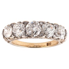 Antique 18kt Gold Five Stone Diamond Ring, Circa 1890, 2.8ct