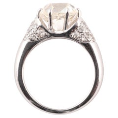 Vintage 4.20ct Cushion-Cut Diamond Ring in 18K White Gold, 1950s