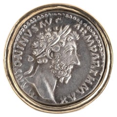 Gold Ring with Silver Denarius of Emperor Marcus Aurelius, 161 CE - 180 CE