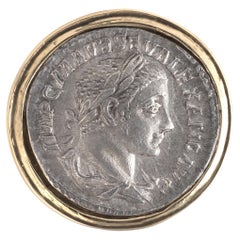 Gold Ring With Silver Denarius of Emperor Severus Alexander, 222 CE - 228 CE