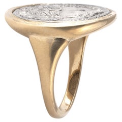 Gold Ring With Silver Denarius of Emperor Severus Alexander, 222 CE - 228 CE