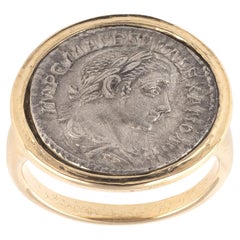 Gold Ring With Silver Denarius of Emperor Severus Alexander, 222 CE - 228 CE