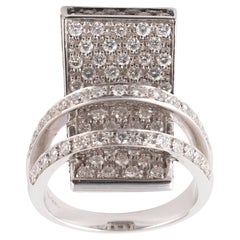 Retro 18kt White Gold Ring with 1.12ct White & 2.26ct Cognac Diamonds