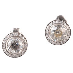 Platinum 8.4ct Old European Cut Diamond Stud Earrings, 1930s
