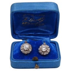 Antico paio di orecchini con diamanti di vecchio taglio del 1890 circa
