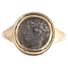 Yellow Gold Setting And Greek Massalia Silver Coin Ring, Circa 350-220 BC