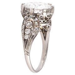 Art Deco Platinum 3.05ct Old Mine Cut Diamond Ring, Italy Circa 1920s