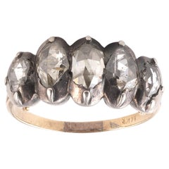 Georgian Half Hoop Ring Set With Five Rose Cut Diamonds