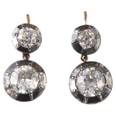 Edwardian 5 Carats Old Cut Diamond Drop Earrings