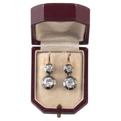 Edwardian 5 Carats Old Cut Diamond Drop Earrings