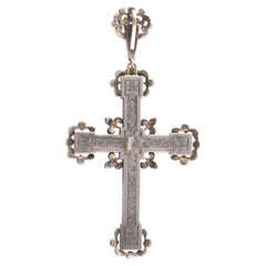 Early 18th Century Silver Cross Pendant with Diamond & Emerald