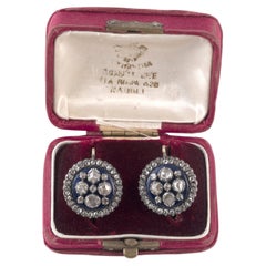 Boucles d'oreilles géorgiennes en émail bleu et diamants, années 1790