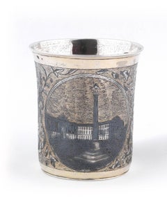Antique Russian Silver Gilt Niello Beaker