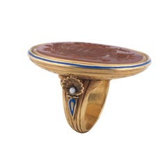1750s French Carnelian Gold Family Crest Intaglio Ring