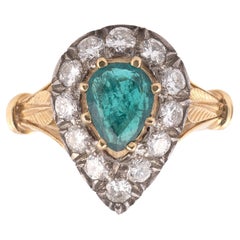 An Antique Emerald And Diamond Cluster Ring circa 1850