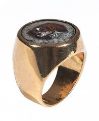 19th Century Italian Gold Micromosaic Dog Ring