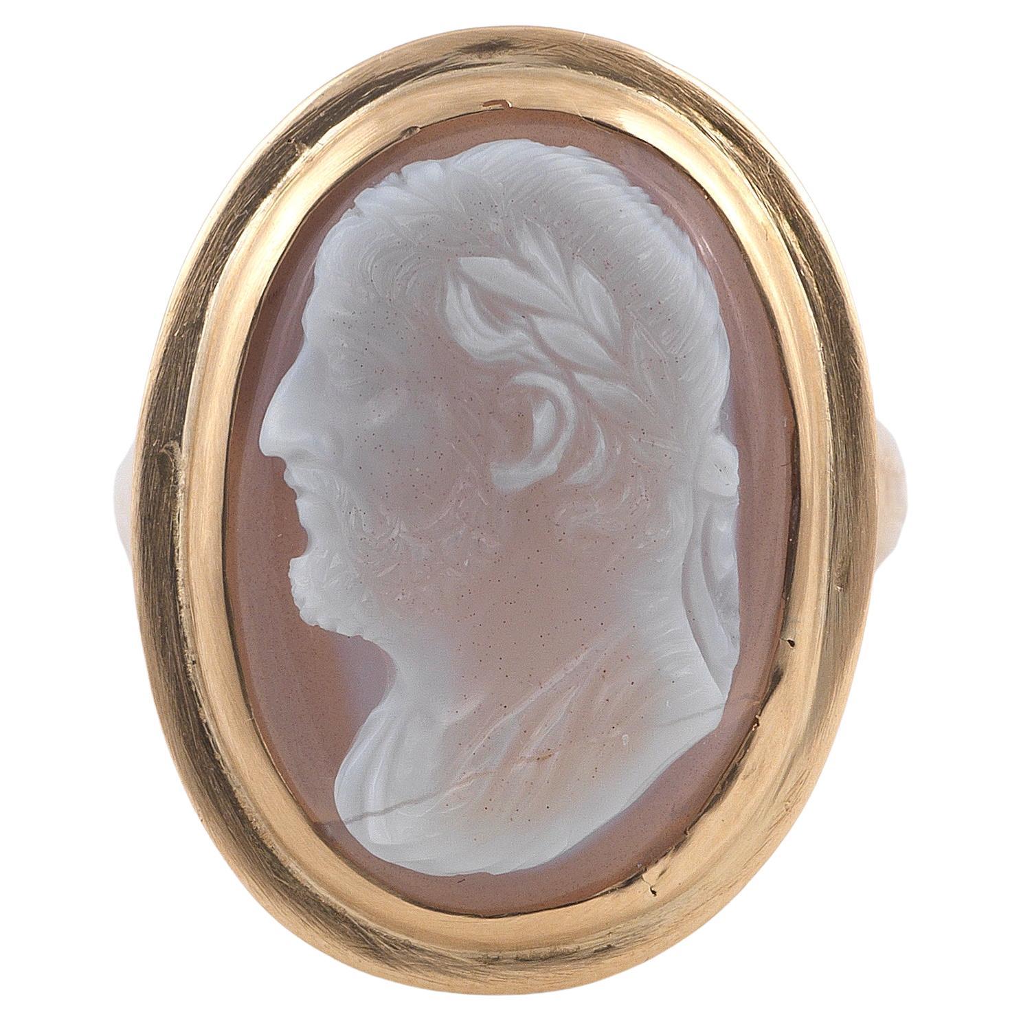 19th Century Gold and Agate Cameo Ring