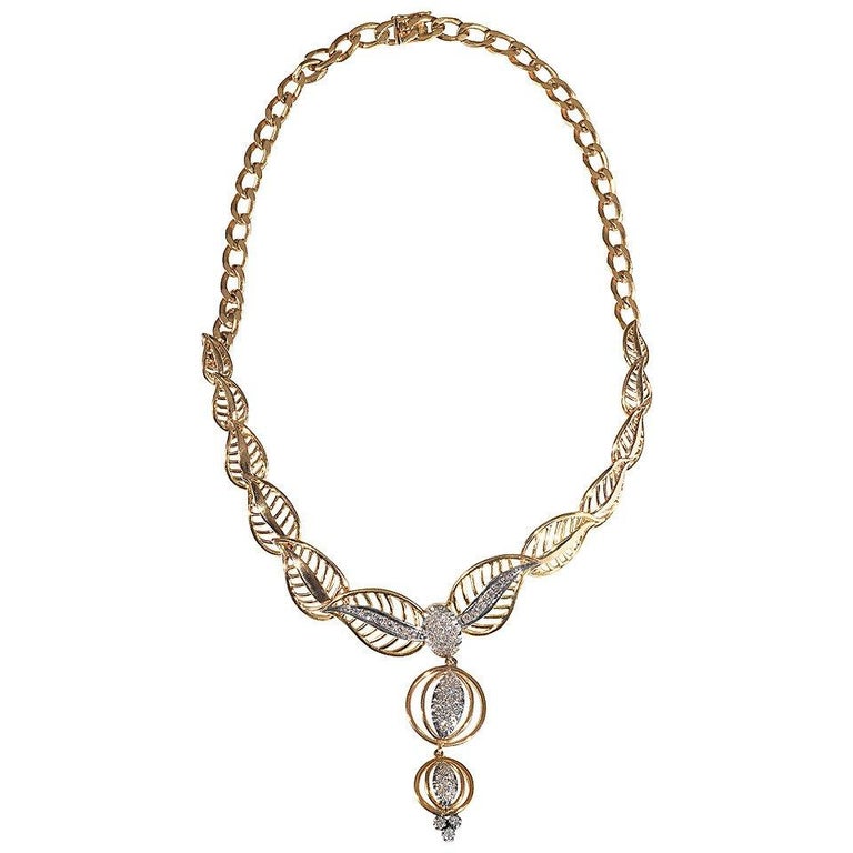 Retro Diamond Gold Platinum Necklace For Sale at 1stDibs tanishq