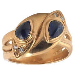 18 Carat Yellow Gold Cabochon Sapphire Snake Ring