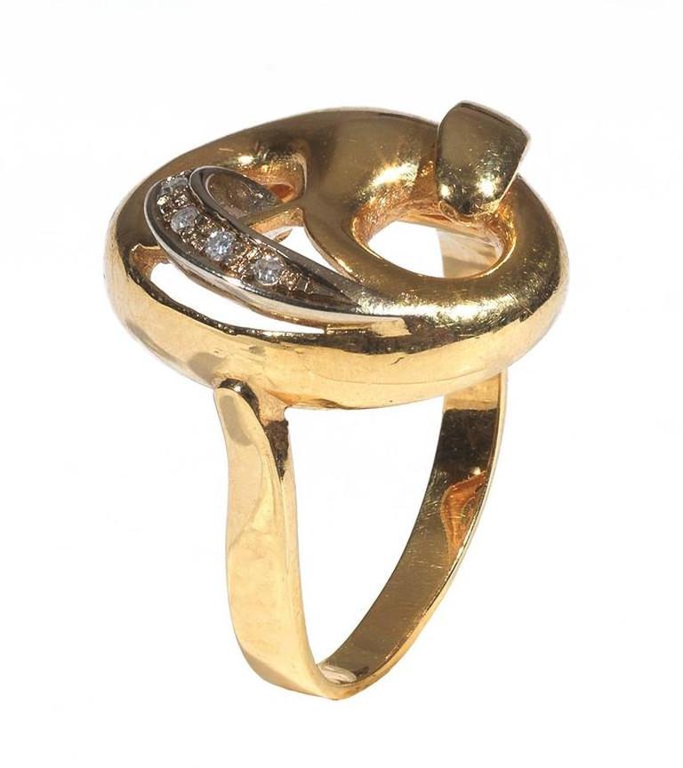 Modern Diamond Gold Mask Ring