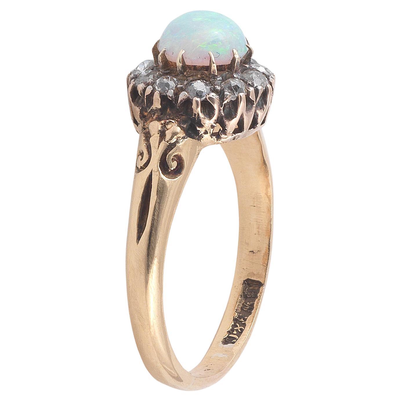 opal and diamond antique ring