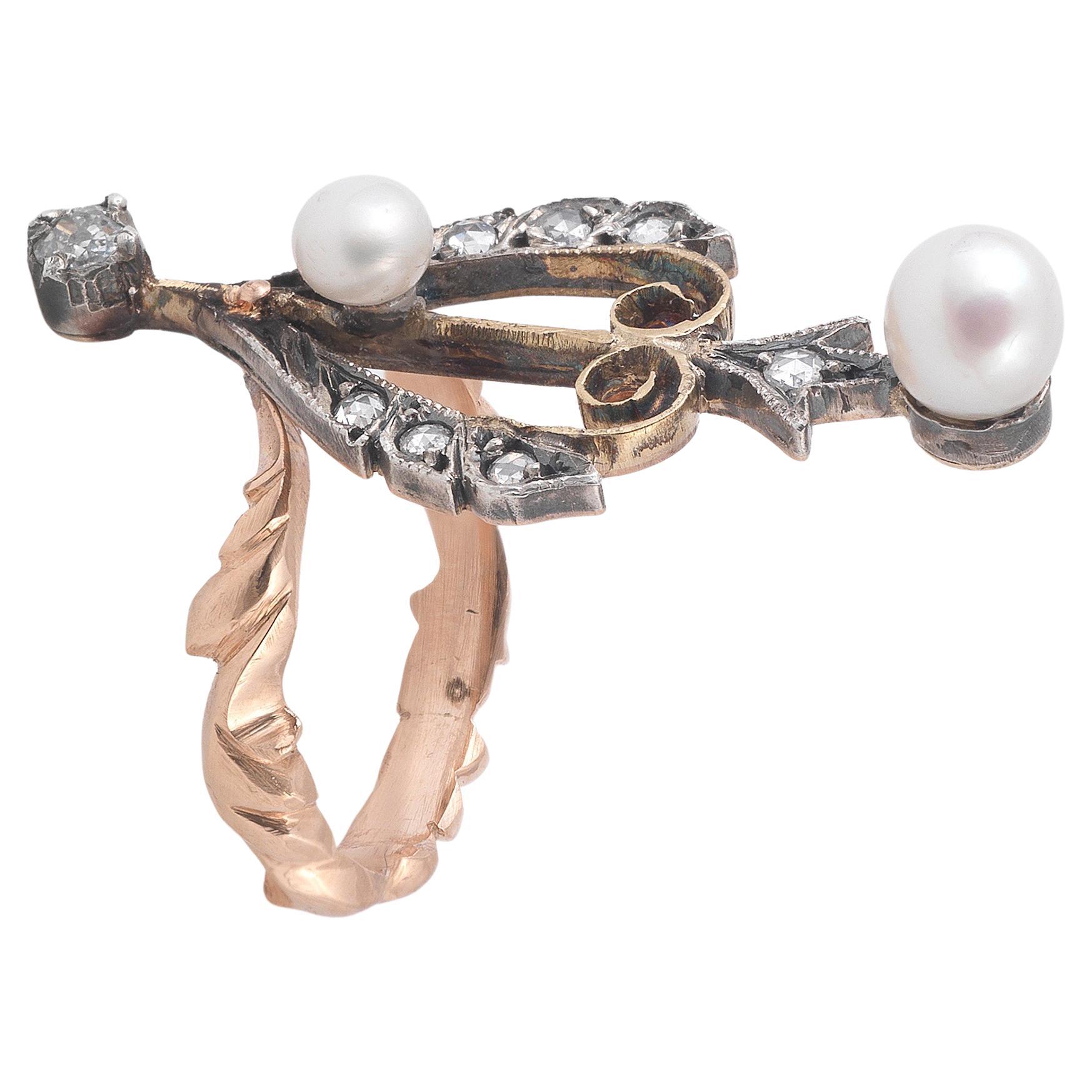 Victorian Pearl and Diamond Ring For Sale