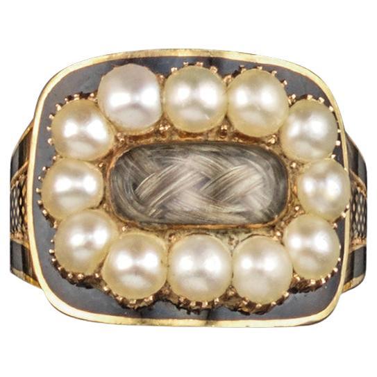 George III Seed Pearl-Set Gold Mourning Ring