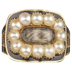 George III Seed Pearl-Set Gold Mourning Ring