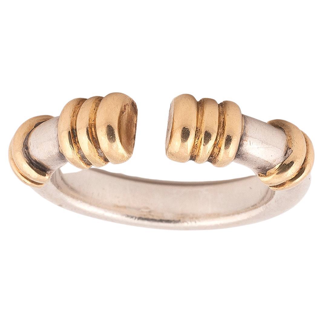 Ilias Lalaounis Sterling Silver and 18 Karat Yellow Gold Cuff Ring