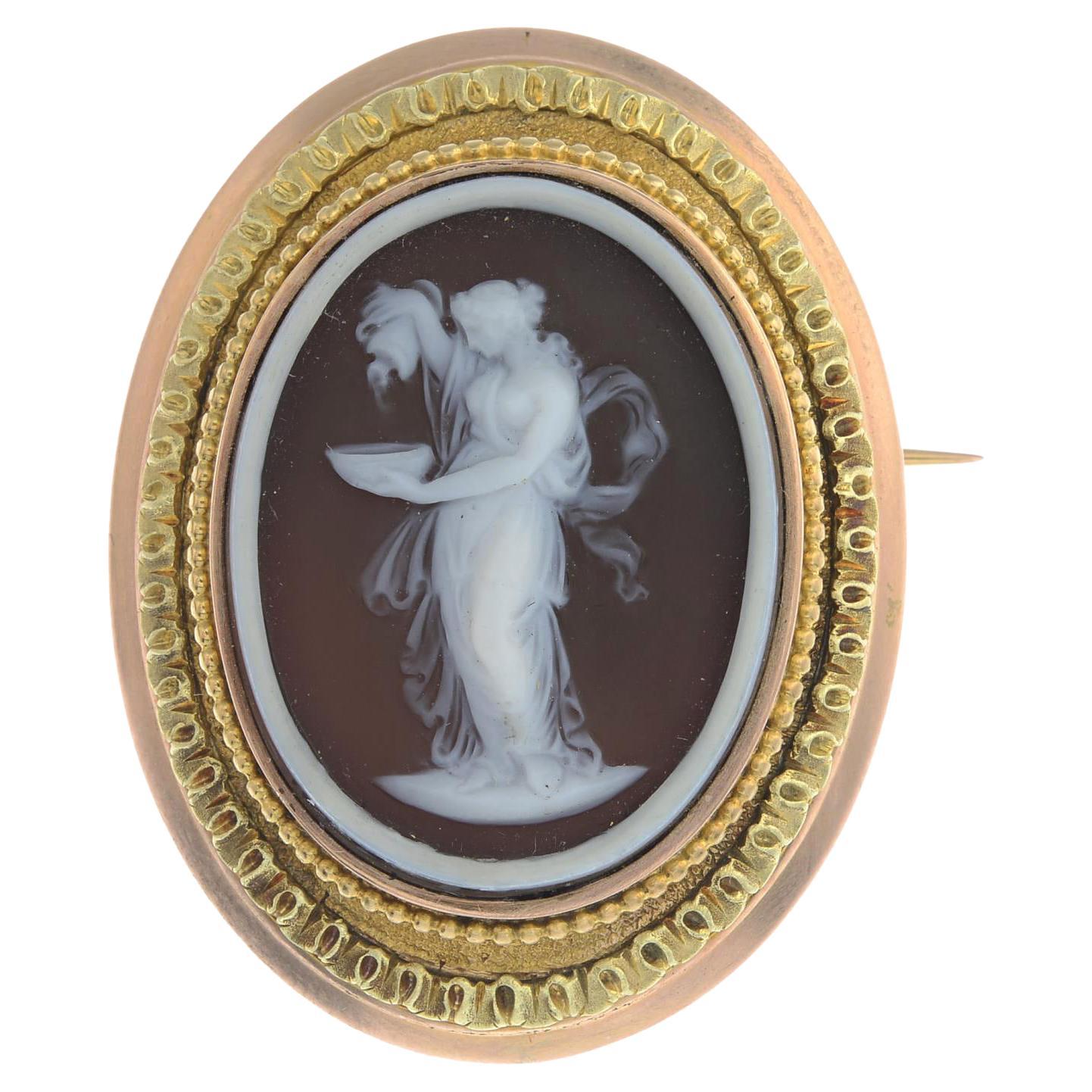 Late 19th Century Gold Onyx Cameo Brooch