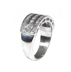 Diamond Gold Three Row Band Ring