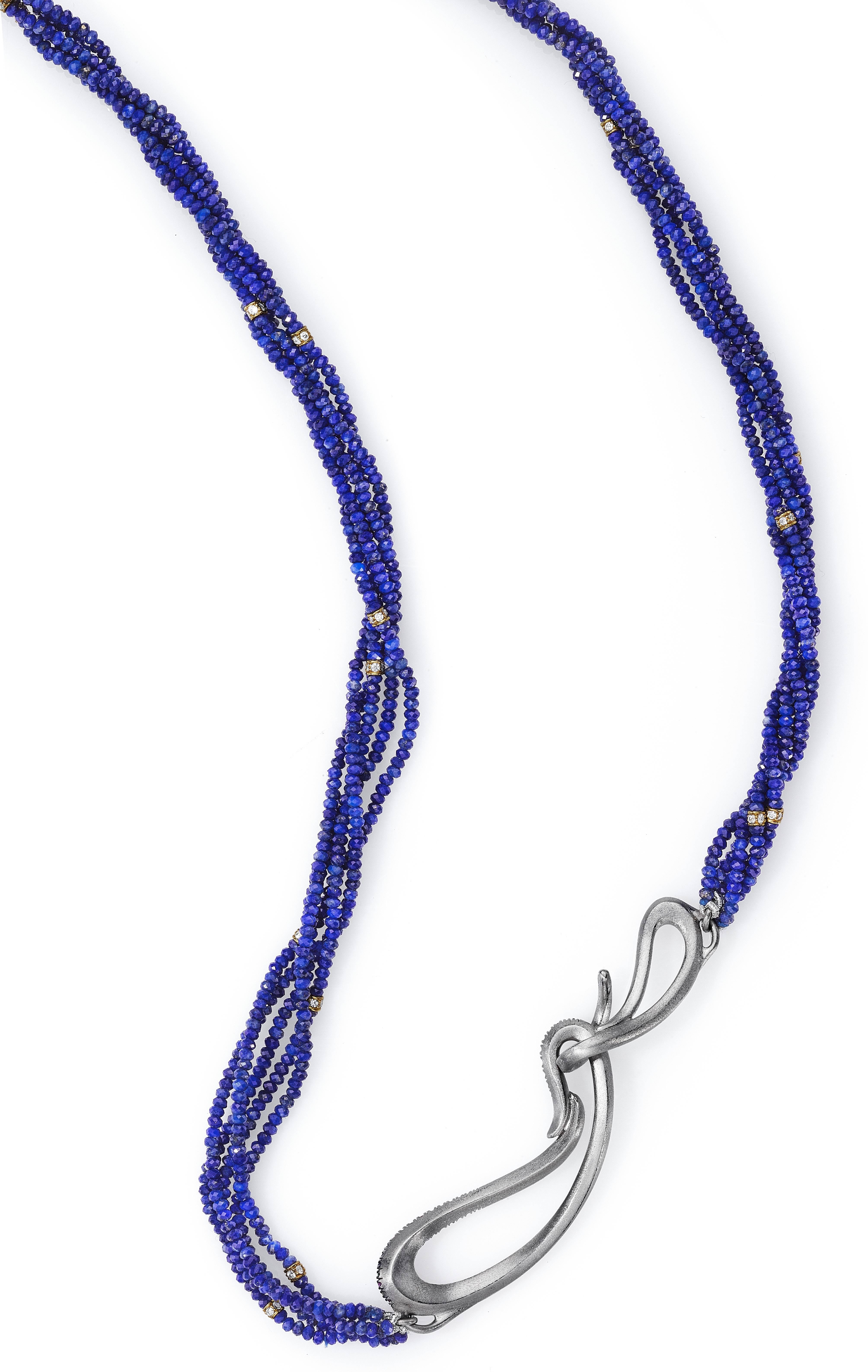 Naomi Sarna Fire Opal Multi-Color Diamond Sapphire Lapis Lazuli Necklace For Sale 4