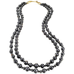 Naomi Sarna Black Diamond Necklace with 18K Gold and White Diamond Clasp