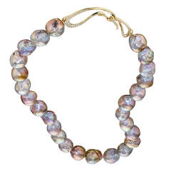 Naomi Sarna Pearl Diamond Gold Necklace