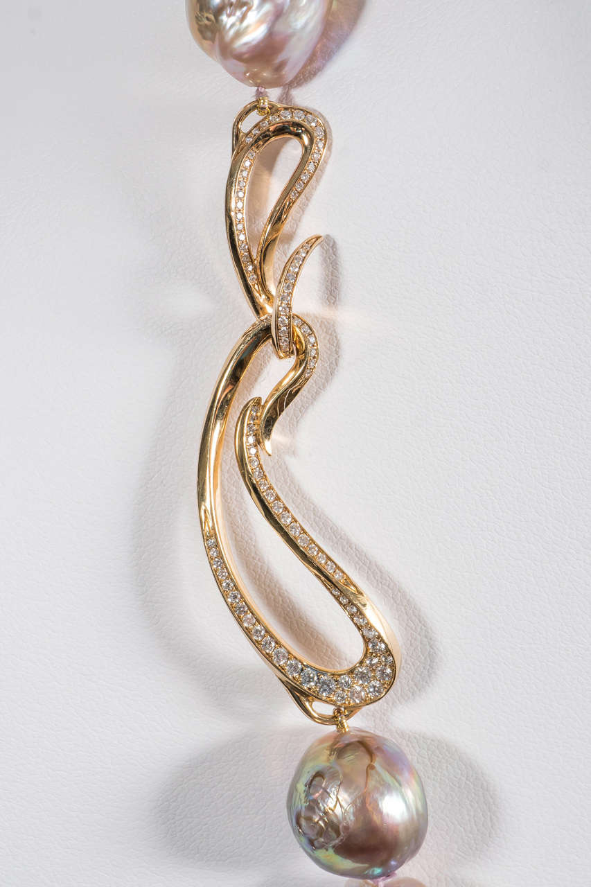 Naomi Sarna Pearl Diamond Gold Necklace 6