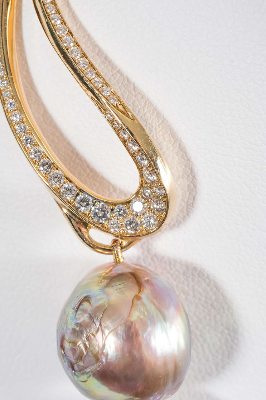 Naomi Sarna Pearl Diamond Gold Necklace 2