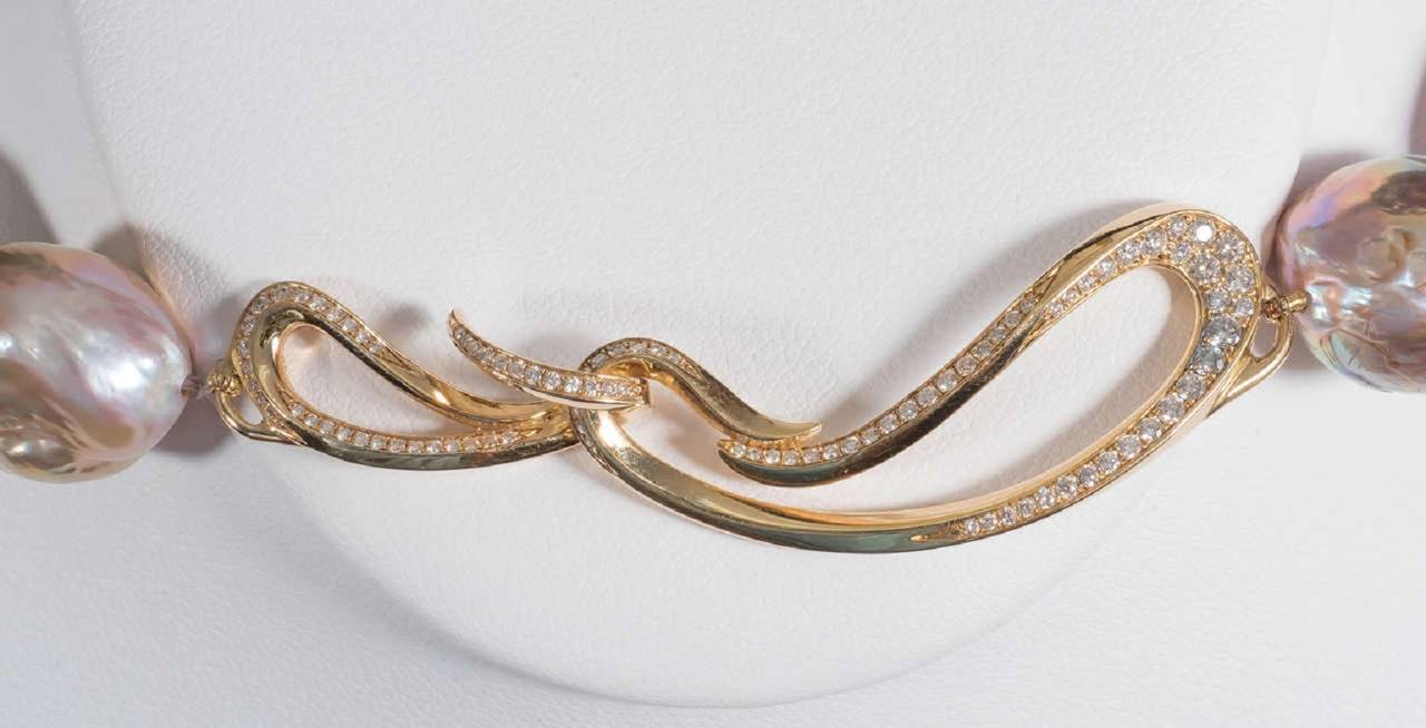 Naomi Sarna Pearl Diamond Gold Necklace 4