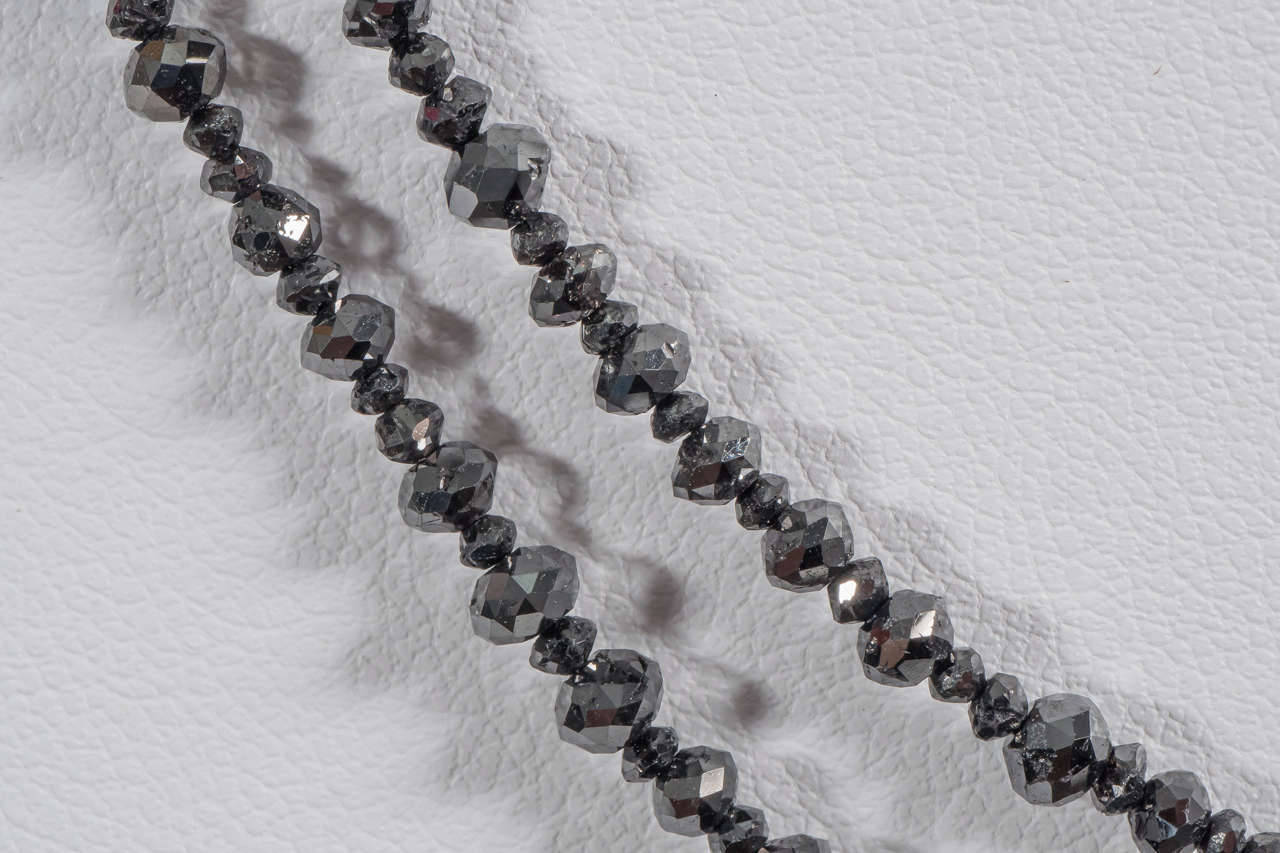 Contemporary Naomi Sarna Two Strand Black Diamond Bead Necklace