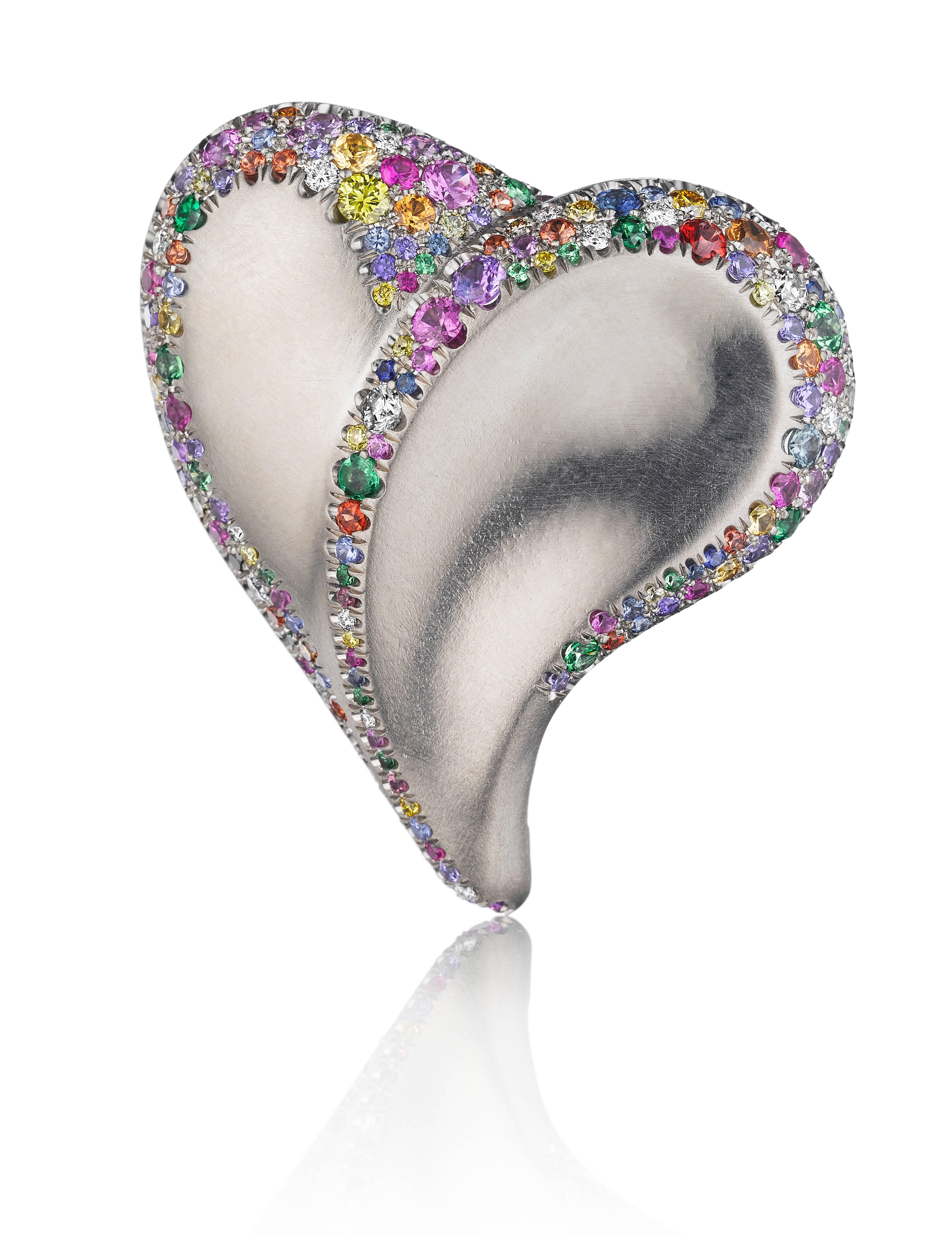 Naomi Sarna Confetti Heart Ring In New Condition For Sale In New York, NY