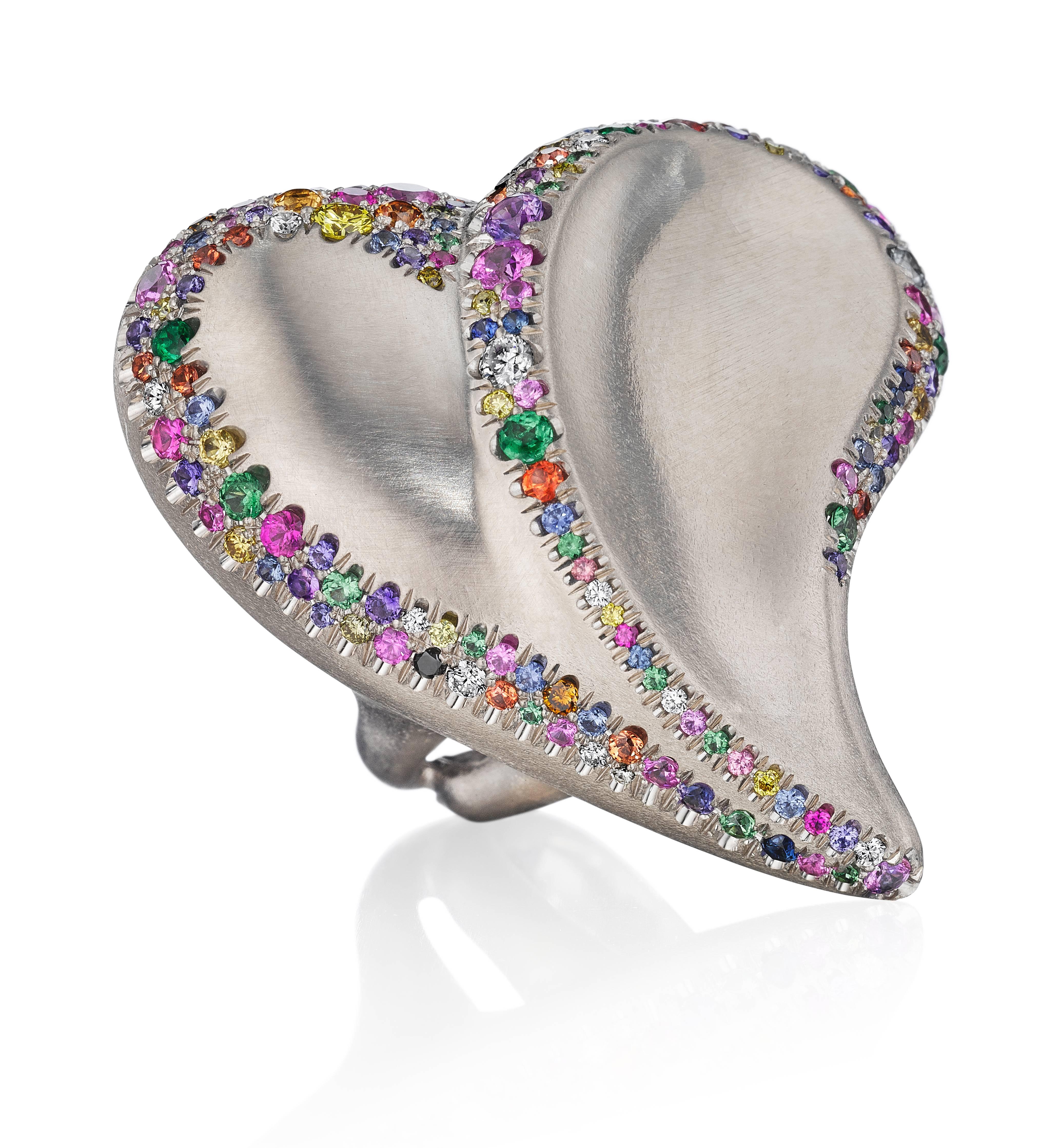 Women's or Men's Naomi Sarna Confetti Heart Ring For Sale