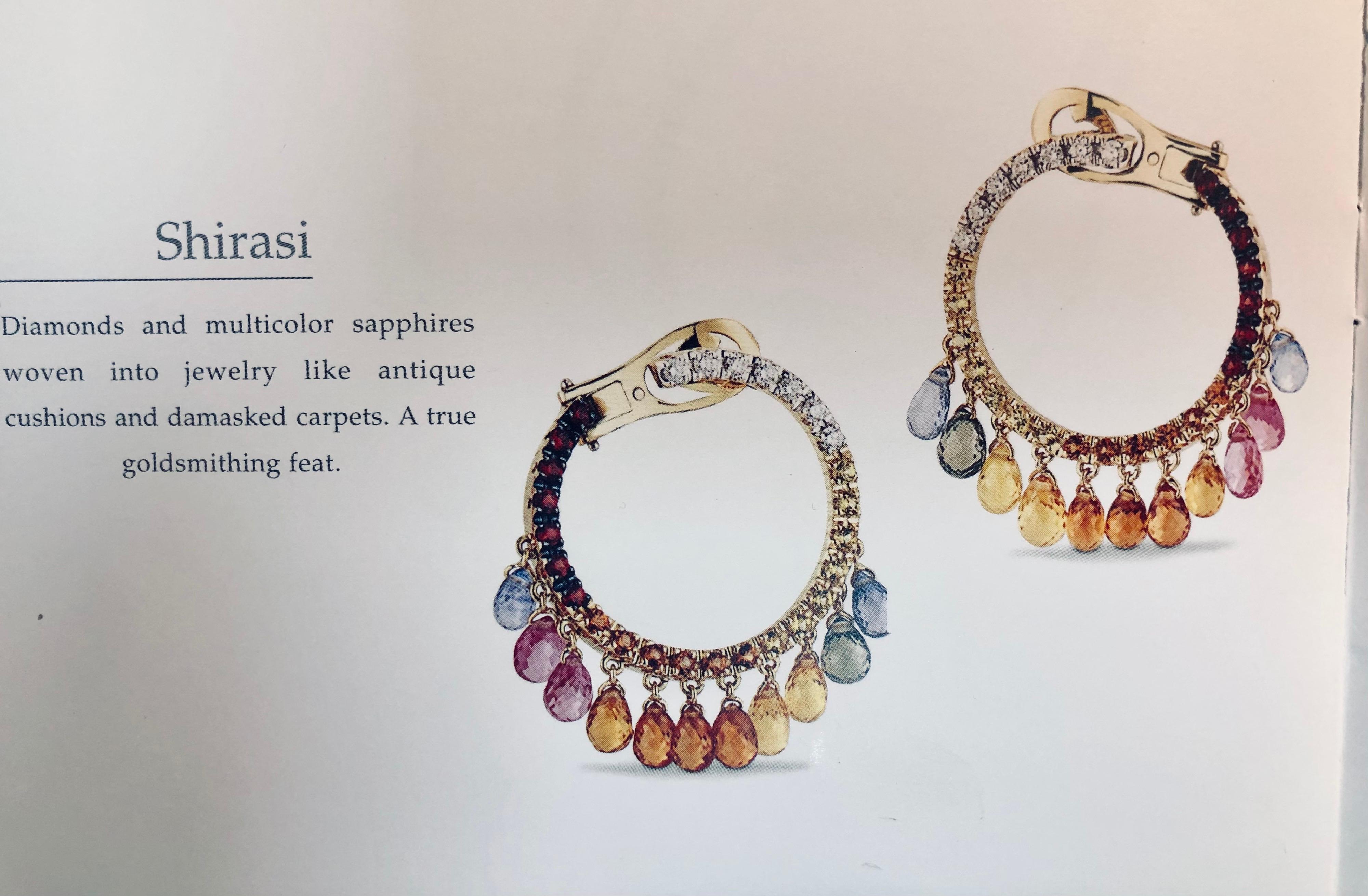 Valente Shirasi Bague en or jaune 18 carats avec saphirs multicolores et diamants en vente 3