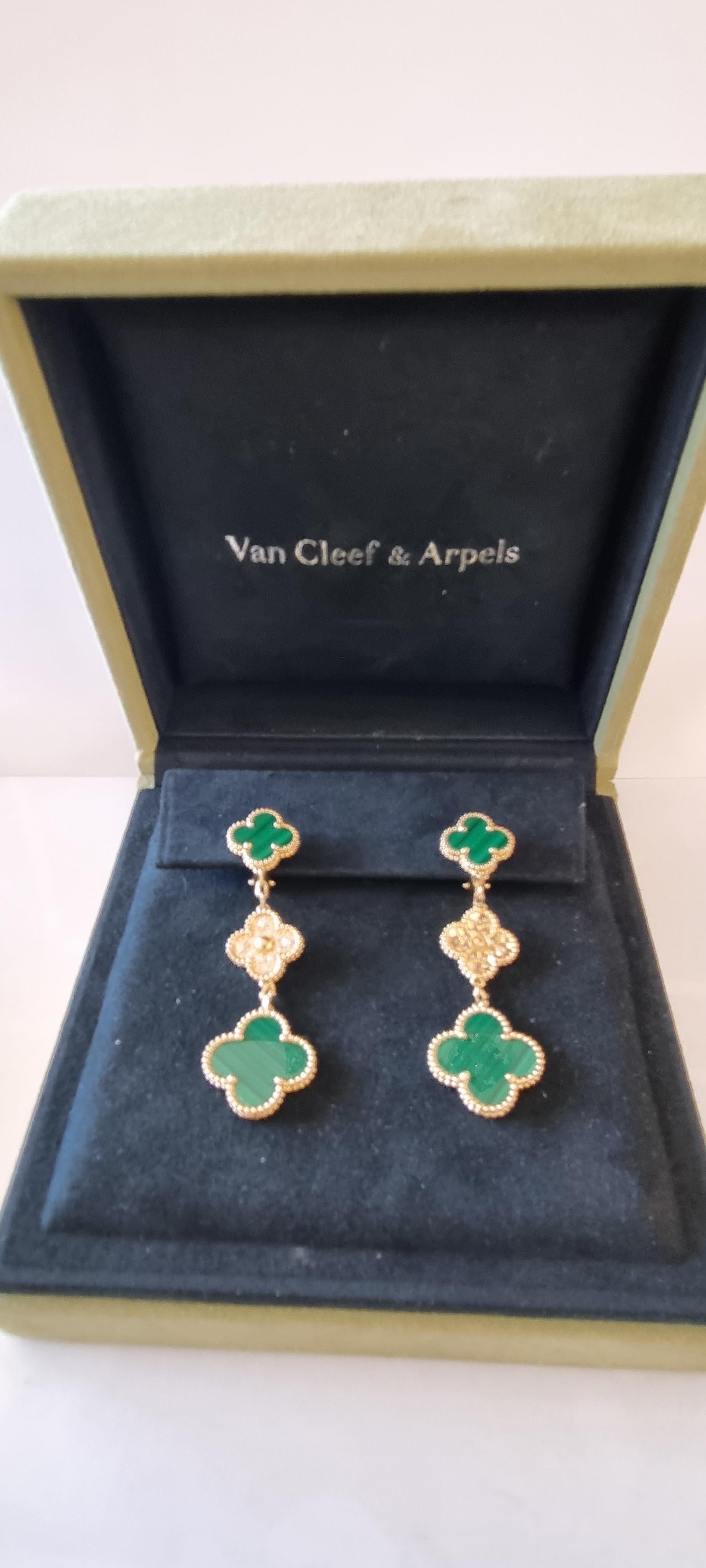 Contemporary Van Cleef & Arpels Magic Alhambra Yellow Gold and Diamonds Earrings
