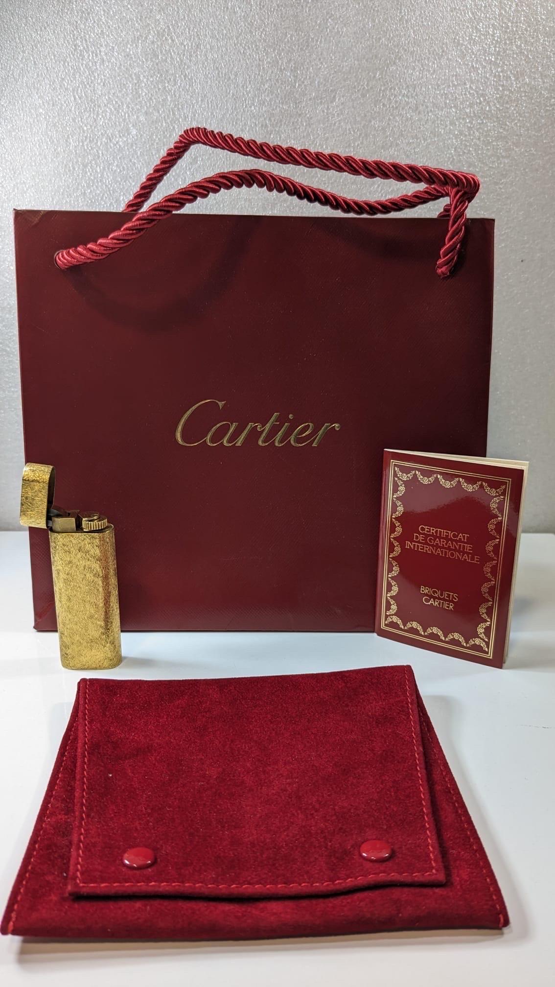 Women's or Men's  Cartier Gold Plate Lighter Paris 822777 matelasse effect design For Sale